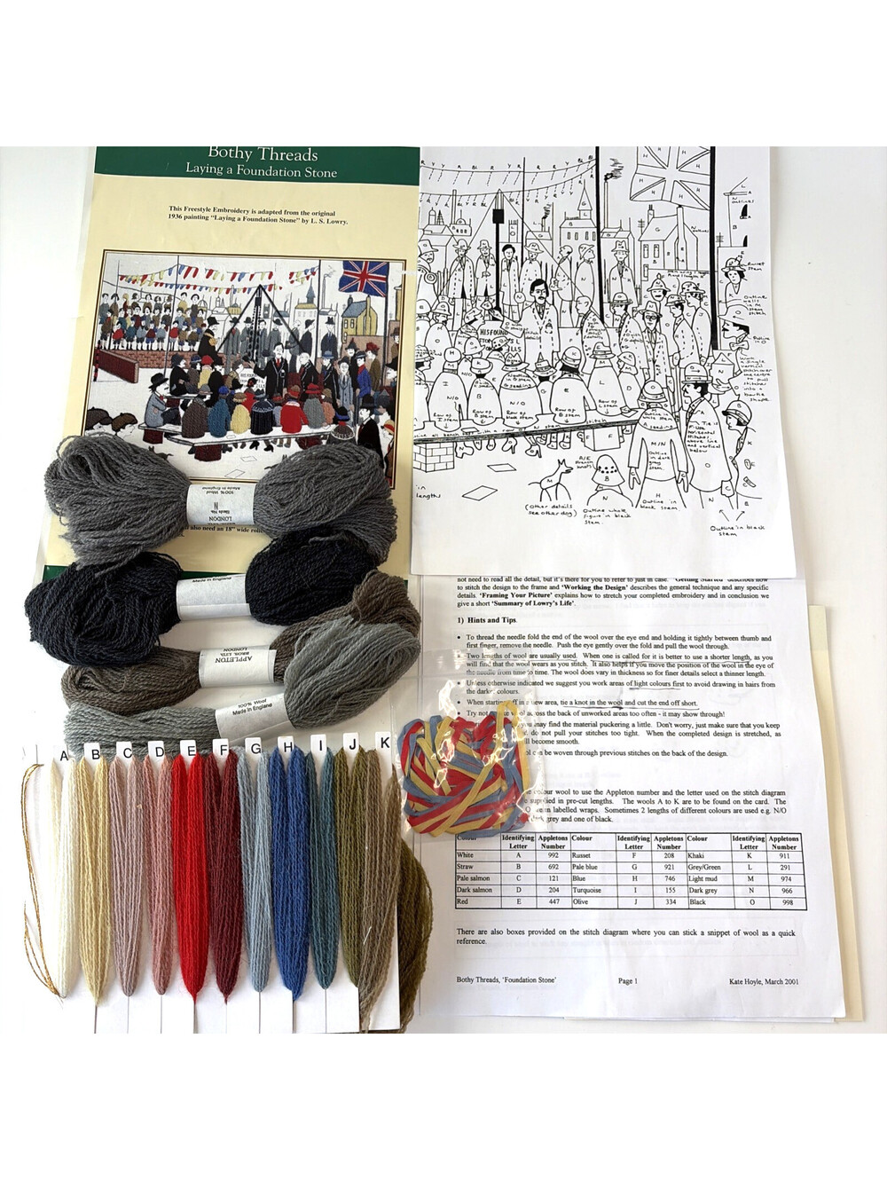 Bothy Threads L S Lowry Laying A Foundation Stone Embroidery Kit Incomplete